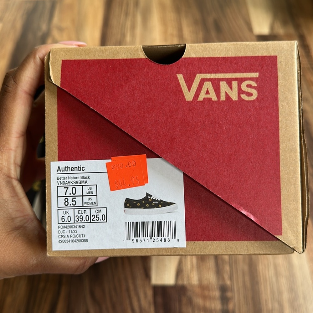 Vans Better Nature Black Floral Sneakers Size M7/W8.5 - Picture 7 of 7